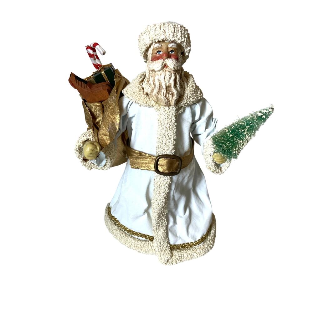 Clothtique Possible Dreams Santa White and Gold Christmas Figure